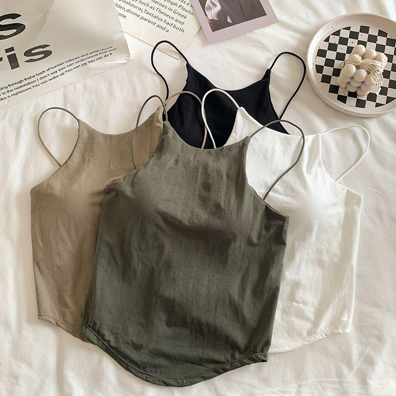 Product Introduction of Pure Hot Girl Camisole Women with Chest Pad Inner Wear Outer Wear Beauty Back Design Sense Slim Fit Sleeveless Top Women 5