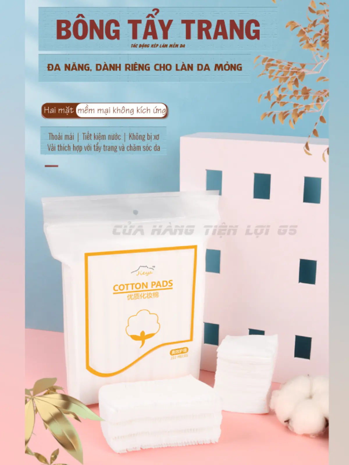 Bông tây trang 222 Miếng Cotton Pad Mịn Hai Mặt Skincare Làm Đẹp Da