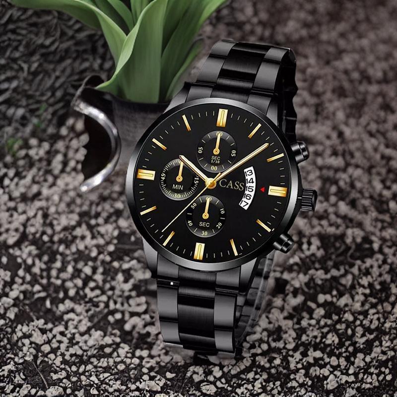 Product Introduction of CASS JAM TANGAN PRIA TERBARU 2023 BAND BAJA KALENDER LEDAKAN BAND KUARSA WATCH MEN'S BUSINESS MEN'S WATCH THREE DIAL DIAL WATCH WATCH 1