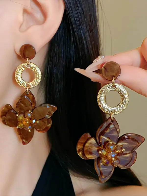 Vintage Flower Design  Earrings, Fashionable Jewelry for Women, Trendy All-match & Exquisite Jewelry for Birthday Gift 0