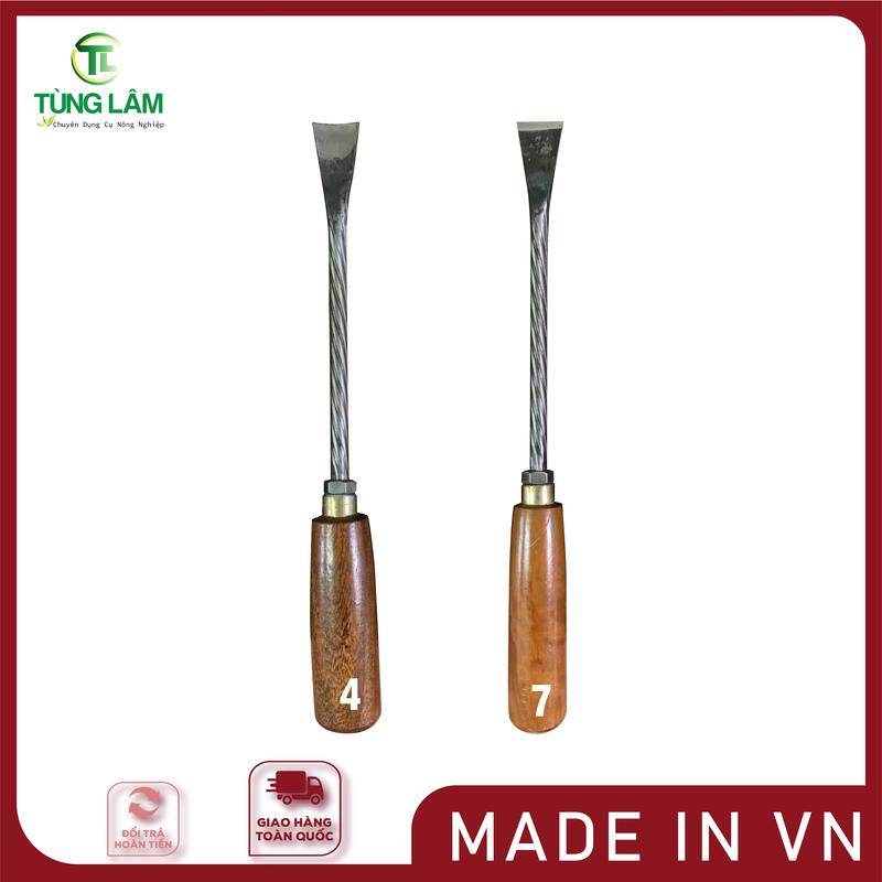 Đục dài bộ 8 cây làm từ nhíp xoắn cao cấp móng vũm đục móng cong đục vũm cong mài sắc đục gỗ đục bonsai đục sáo diều đục cây cảnh tay cầm làm từ gỗ tông nghiến - Dụng cụ nông nghiệp Tùng Lâm