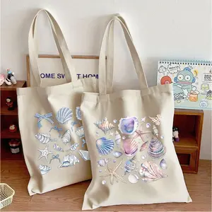 This canvas bag features Kerang Biru patterns. It is not only sturdy and durable, resistant to deformation, and breathable, but also lighter than a leather bag tas terbaru 2025 Totebag Kanvas Wanita buku kia