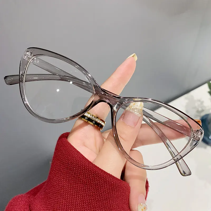 Kính mắt mèo cổ điển dành cho phụ nữ, kính trơn thời trang mắt mèo châu Âu và Mỹ, cá tính đơn giản, thời trang chốngXanh Biển ánh sáng, mới Voi Caro