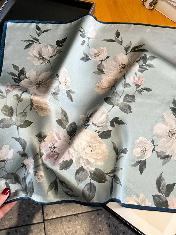 Women's Elegant Floral Print Silk Scarf, Fashionable Soft Comfortable Scarf for Daily Wear, Casual Versatile Scarf for Women & Girls 3
