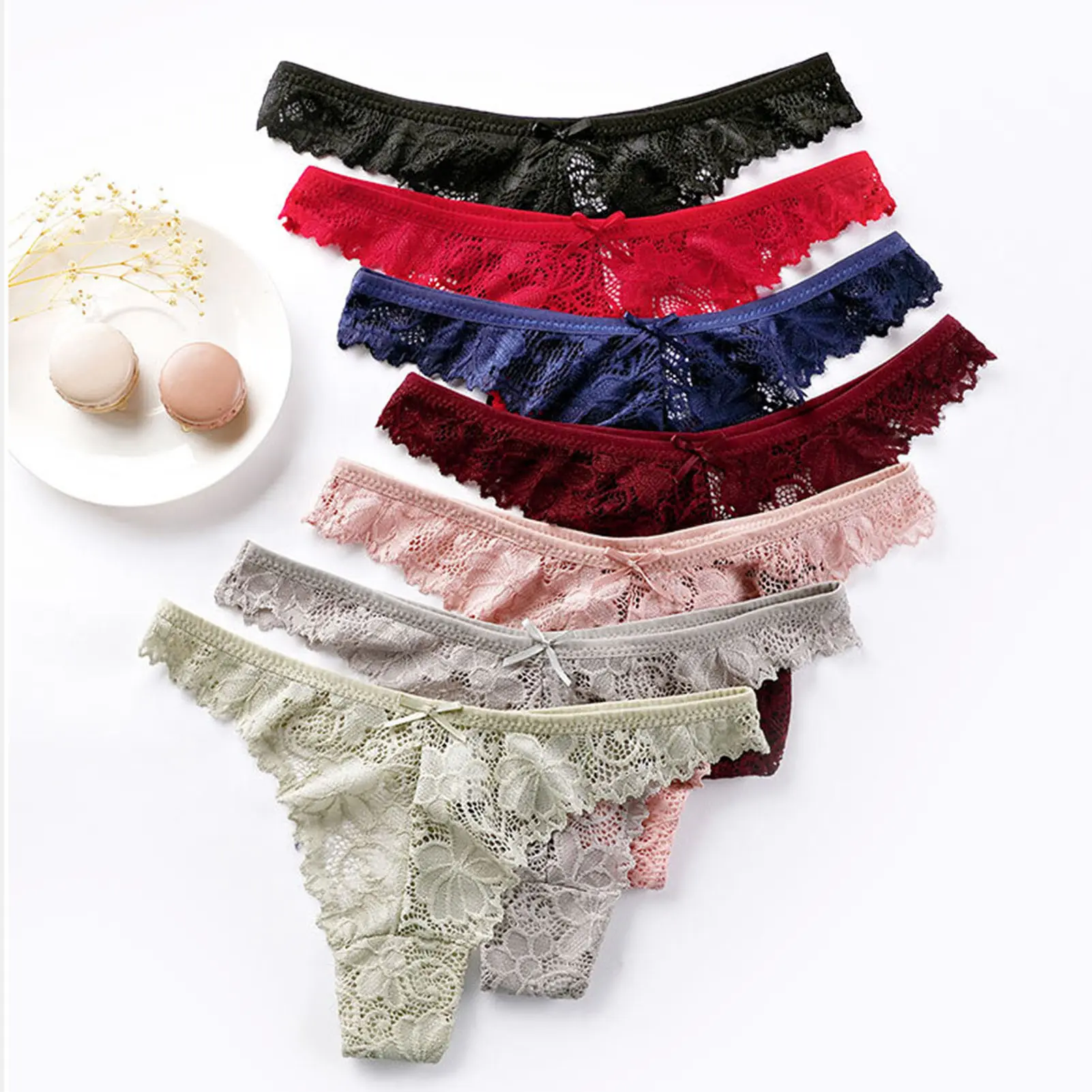 Women Briefs Hollow Low Waist Solid Color Women Sexy G String Thong for Daily Wear