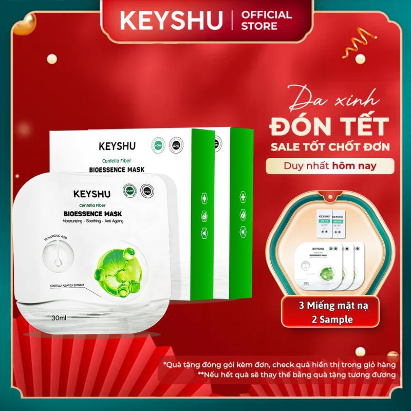  Combo 2 Hộp Mặt Nạ Sợi Xơ Rau Má Centella Fiber KEYSHU  10 Miếng Dưỡng Ẩm Làm Mềm Da Hỗ Trợ Ngăn Ngừa Lão Hóa 
