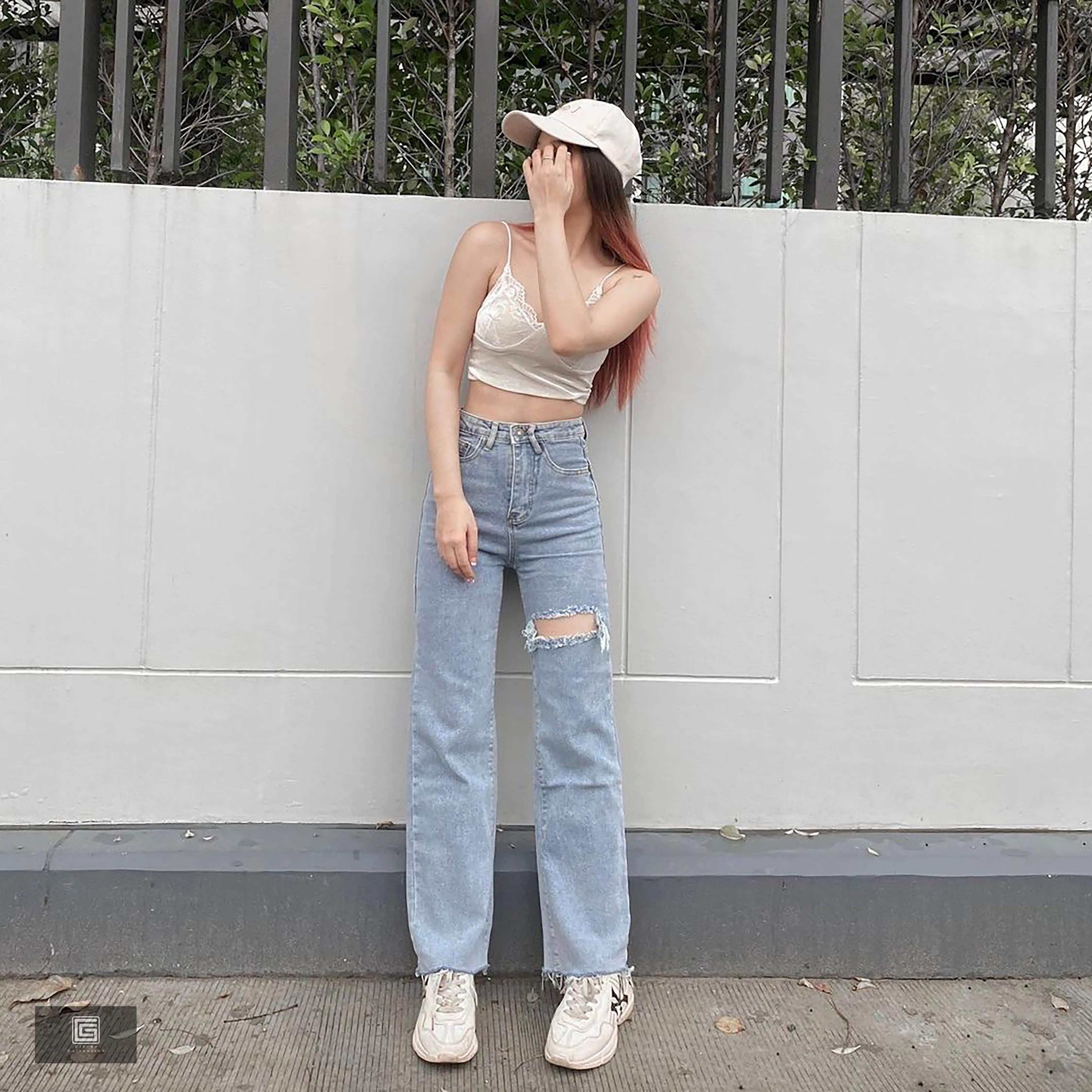 KULOT JEANS WANITA PREMIUM RIPPED LOOSE SOBEK HIGHTWAIST POLOS
