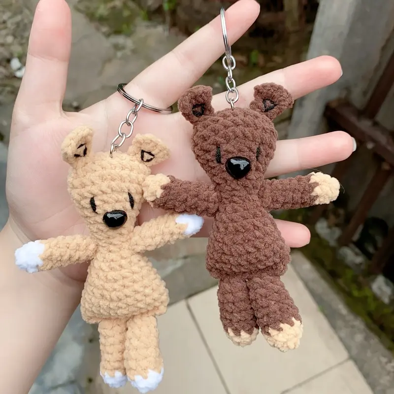 Gấu Teddy Mr Bean móc len handmade móc khoá Móc Chìa Khoá 4