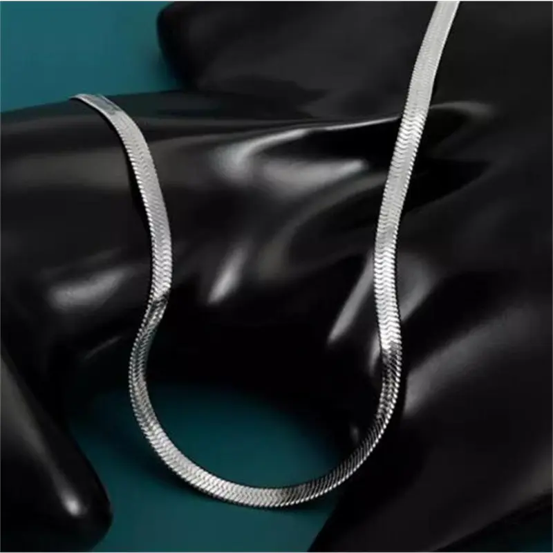 Dây Chuyền Xương Rắn, Chất Liệu Thép Titan, Thời Trang, Đơn Giản, Cá Tính, Dây Chuyền Phẳng, Thích Hợp Cho Áo Len Unisex 7