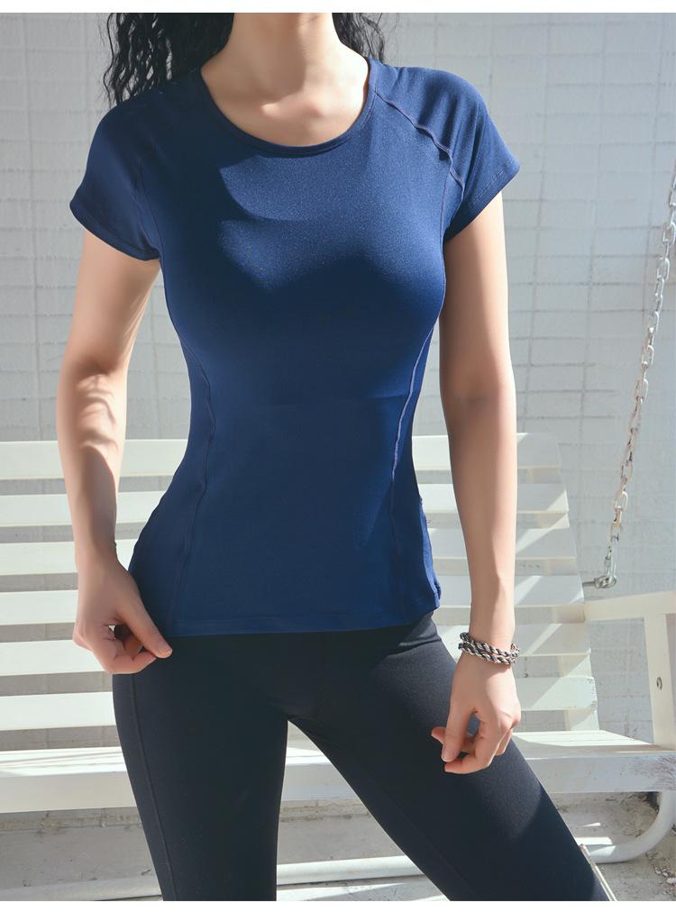 Product Introduction of New Exercise T-shirt Women's Quick-Drying Running Training Short Sleeve Yoga Jacket Summer Internet Celebrity Sexy Beauty Back Workout Clothes 6