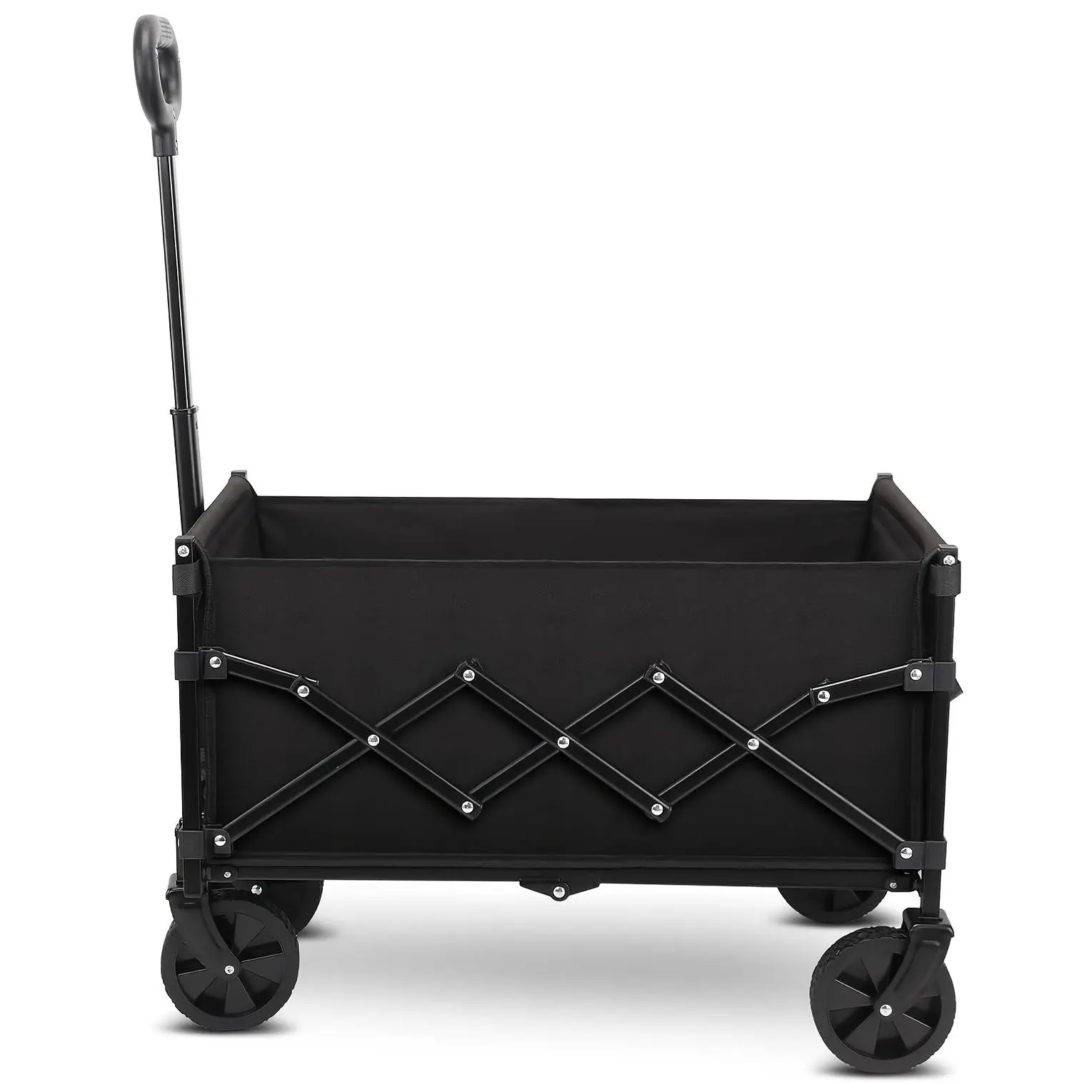 Collapsible Folding Wagon, Steel Frame Utility Cart with 600D Oxford Fabric, Waterproof & Scratch-resistant Wagon for Shopping, Beach, Garden, Outdoor
