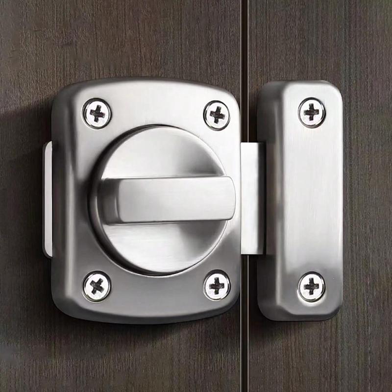 Rotating Push-type Door Lock, Multipurpose Stainless Steel Door Lock, Thickened Door Lock Buckles for Home, Office, Hotel, Apartment 0