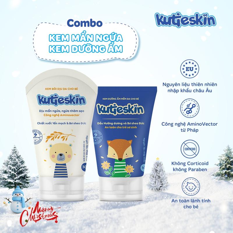 Bộ Đôi Kem Bôi Kutieskin Dưỡng Ẩm + Dịu Da Lọ 30g Cho Bé