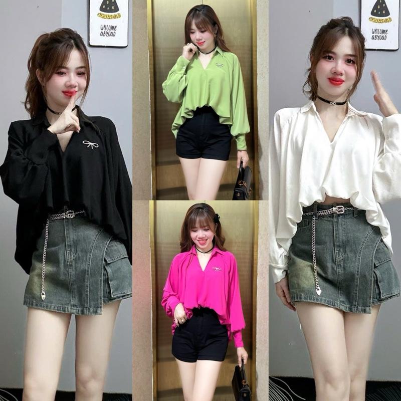 Áo somi Nữ Phom Phồng Bồng bềnh (From Rộng) Voi Nhung