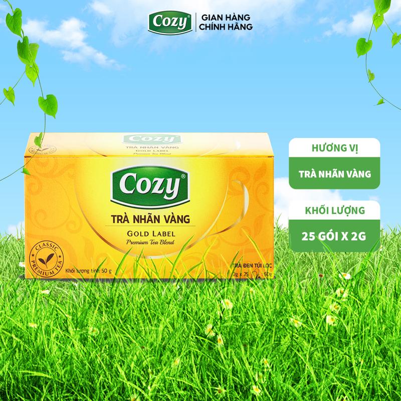 Trà Đen Nhãn Vàng Túi Lọc Cozy - Hương Vị Đậm Đà (2g x 25 túi lọc) Nước Trà Chè tea