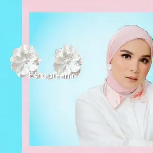 A51 anting hijab JEPIT_anting jepit (telinga) bunga warna new_anting jilbab_Anting wanita_anting klip Earrings