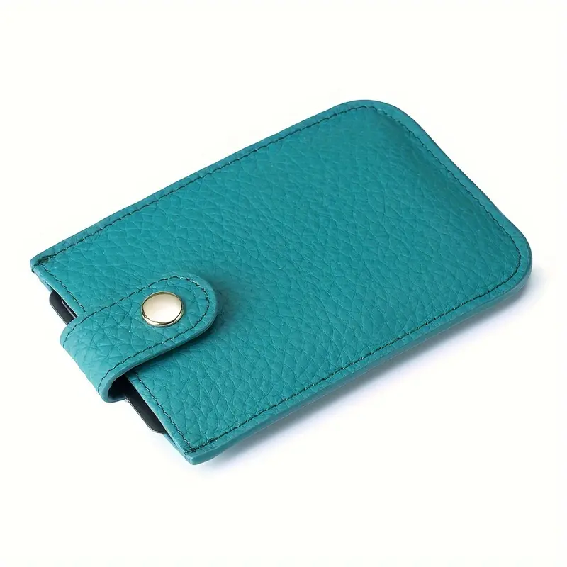 2pcs RFID Blocking Slim Card Wallets - Genuine Leather Credit Card Holder for Men & Women, Minimalist Design with Snap Closure, Teal & Black, Ultra-Thin & Compact RFID Protection, Rfid Protection Wallet |     Sleek Wallet Design |     Genuine Leather Wall 6