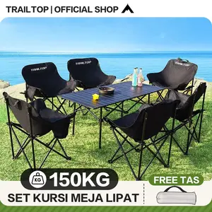 TrailTop Meja Lipat Outdoor 1 Set Kuat Dan Tahan Lama Meja Lipat Dan Kursi Lipat Camping Beban 150KG