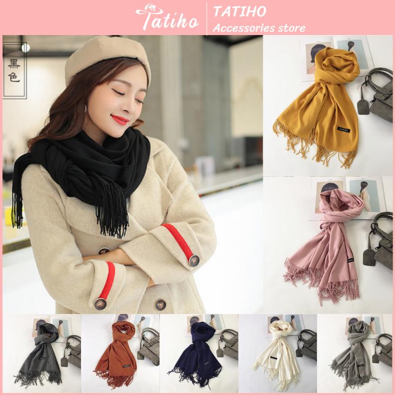 Khăn Choang Cô Len Cashmere Unisex Cao Câp Họa Tiết Trơn Basic Thơi Trang Thu Đông Phong Cach Vintage - Mã LN017