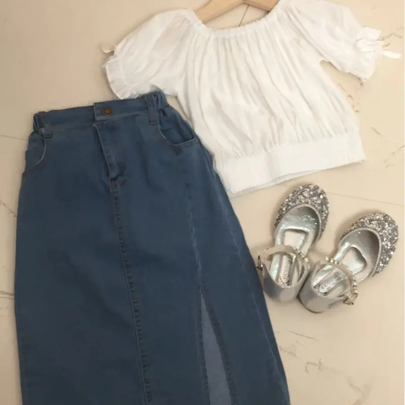 Setelan Anak Perempuan Crop Top + Rok Jeans Sabrina 2