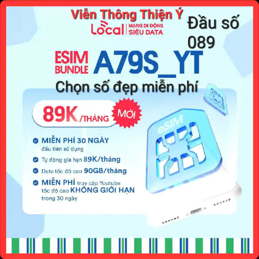 Esim 4G Local - Mobifone BUNDLE_A79S_YT - không gới hạn truy cập_YT