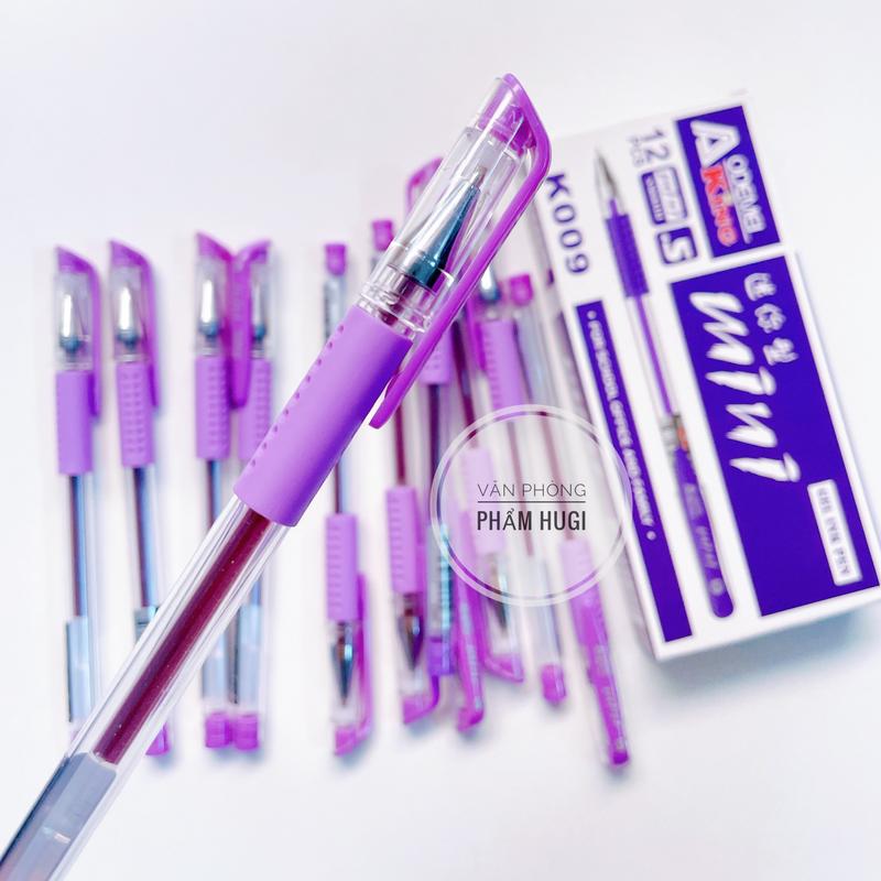 Hộp 12 Cây Bút Gel Mini K009 – Mực Nhiều Tiết Kiệm, Viết Êm Nét Đẹp (Xanh/Tím/Đỏ/Đen)