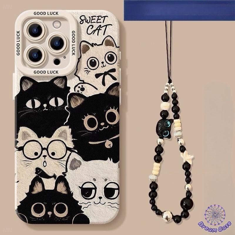 Ốp Lưng Cho Vivo Y36 Y100 Y03 Y28 Y18 Y20 Y17s Y21 Y30 Y16 Y27 Y17 Y15 Y35 Y12 Vòng Tay Mèo Đen Trắng Dễ Thương Bìa Mềm