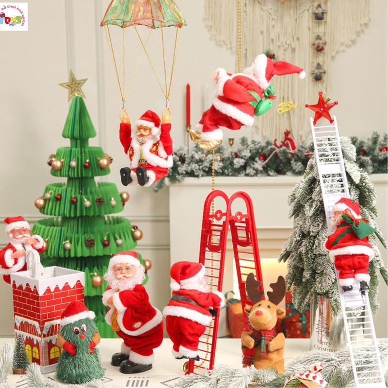 Đồ Chơi Ông Già Noel Leo Dây Nhảy Dù Chơi Nhạc Có Đèn Có Nhạc - Quà Tặng Mùa Giáng Sinh Cho Bé XMAS dochoi dienthoai Ong