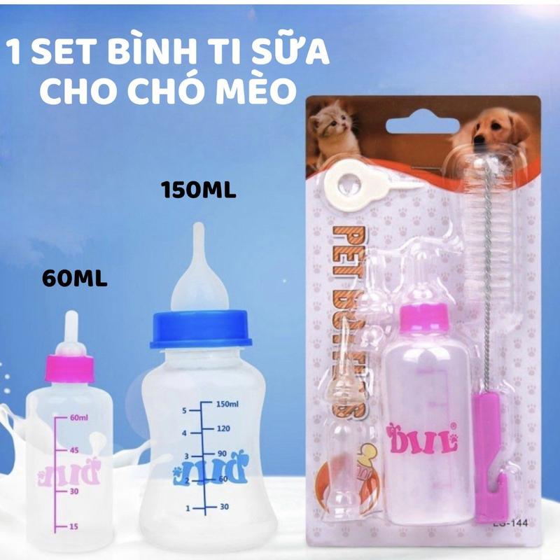 BỘ BÌNH SỮA CHO CHÓ MÈO, THÚ CƯNG 150ML CHẤT LƯỢNG NHỰA AN TOÀN