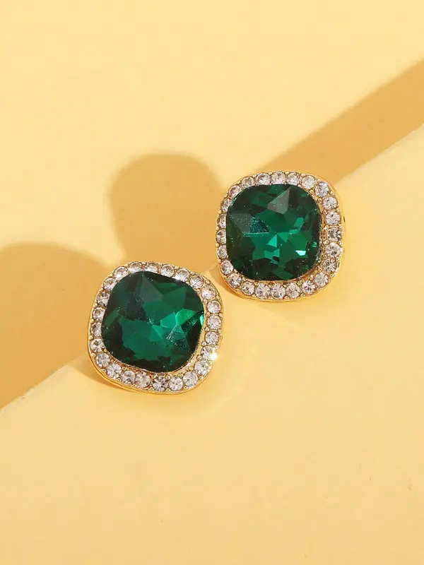 Square Shaped Decorated Earrings, Fashionable Jewelry for Women, Trendy All-match & Exquisite Jewelry for Birthday Gift 0