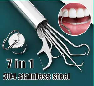 MC11 / COD - Tusuk Gigi Stainless 7 in 1 / Tusuk Gigi Anti karat Anti Patah