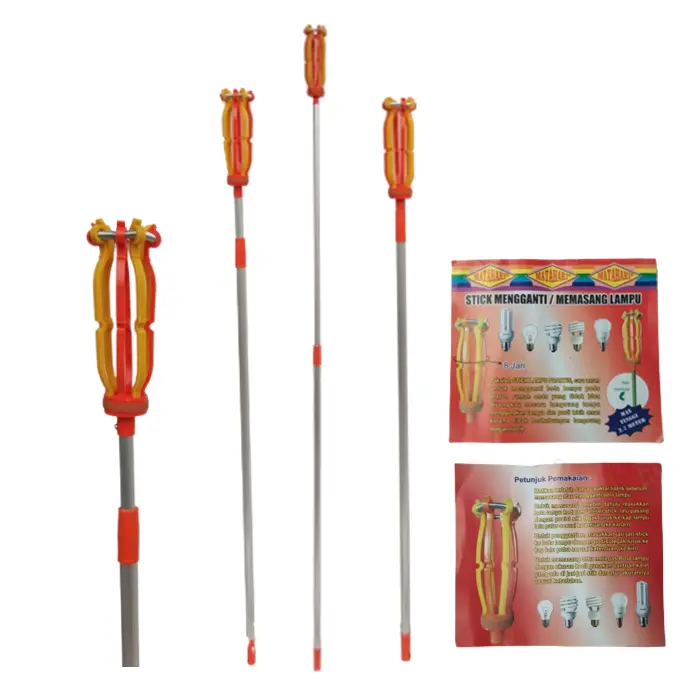 Tongkat Lampu Tongkat Pengganti Lampu 2 In 1 Stik Lampu Alat Pasang Lepas Ganti Lampu Bohlam Plastik Lamp pemasang 7