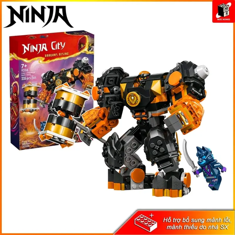 [Tặng 1 mini] Đồ chơi lắp ráp ninja go giáp nguyên tố của Cole 11806 9206 Xếp Hình Bộ Lắp Ráp Tháo Lắp Toy robot mech ninjago  mech 6