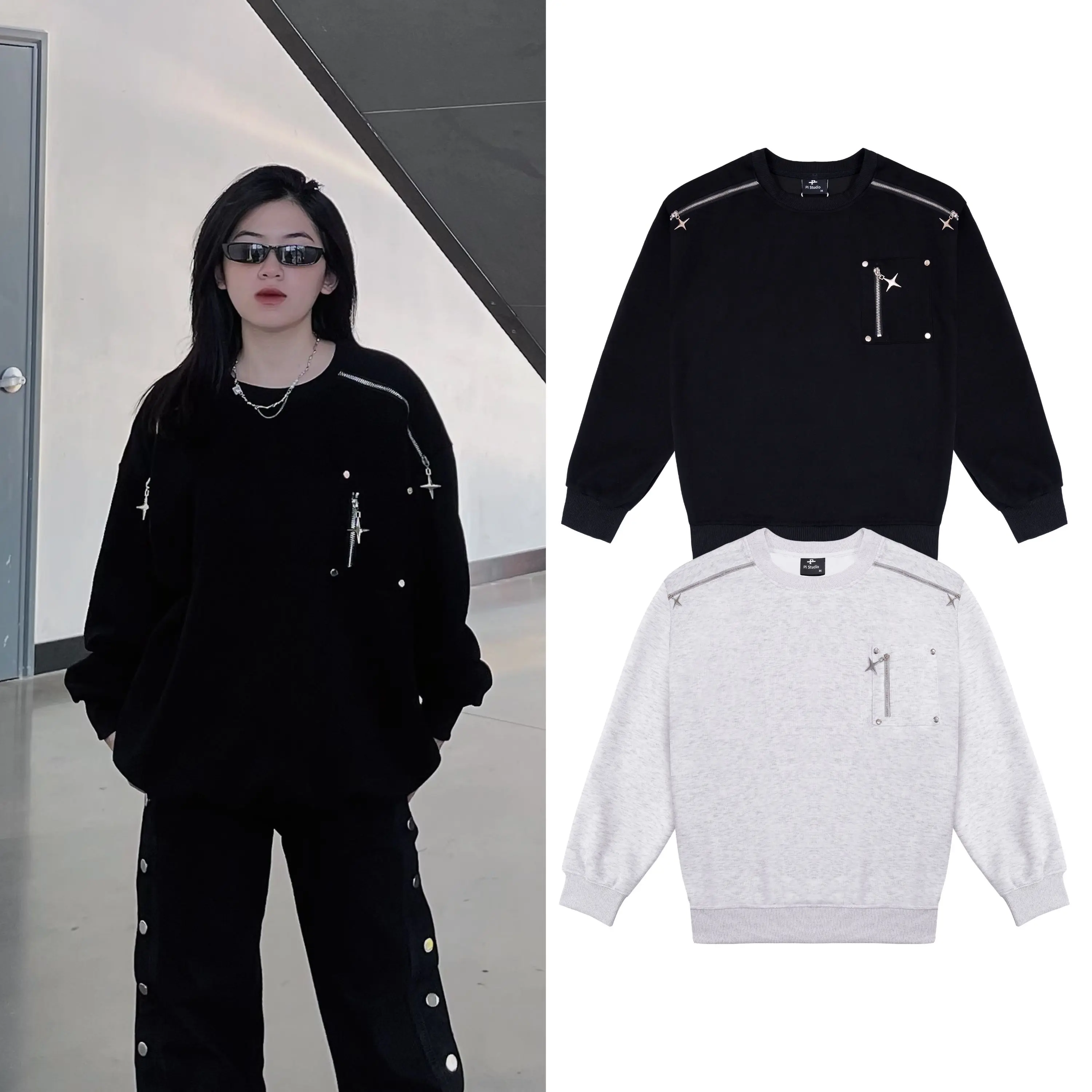 [ XẢ KHO ] Áo sweater nỉ 2 mặt họa tiết Ngôi Sao AN211