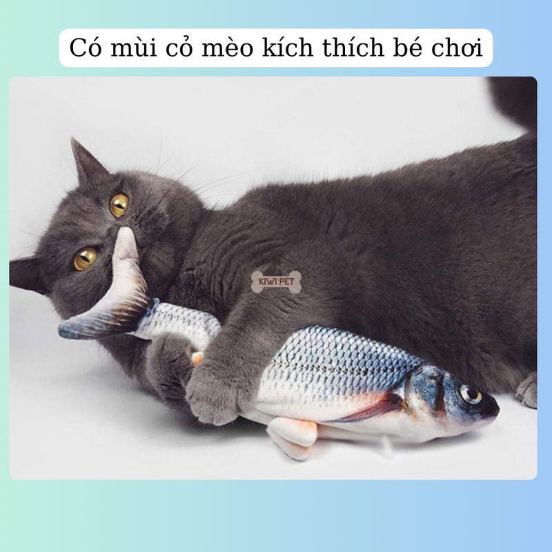 [40cm] Đồ chơi cho thú cưng size Lớn, Cá đồ chơi có CỎ MÈO cho mèo, Đồ chơi giảm stress cho mèo 3