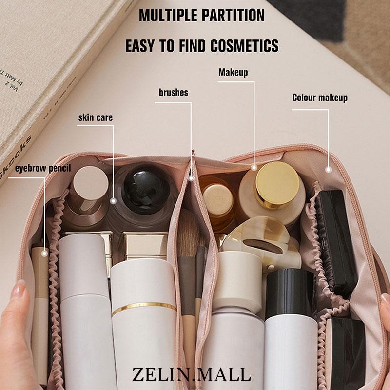 Tas Kosmetik Perjalanan Besar untuk Wanita Pu Kulit Organizer Kosmetik Kantung Penyimpanan Tas Rias Berkapasitas Tinggi Untuk Kotak Rias Wanita 1