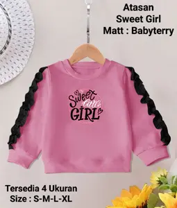 Atasan Anak Perempuan Variasi Kerutan Kekinian Lengan Panjang Mangset/Atasan Sweet Girl Ada 4 Ukuran S-M-L-XL/Matt Baby Terry