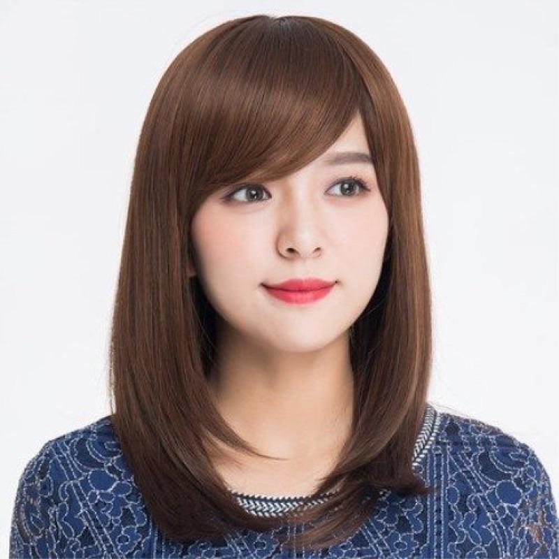 Bộ Tóc Giả Nguyên Đầu Thẳng Ngang Lưng Mái Chéo Trung Niên TN09