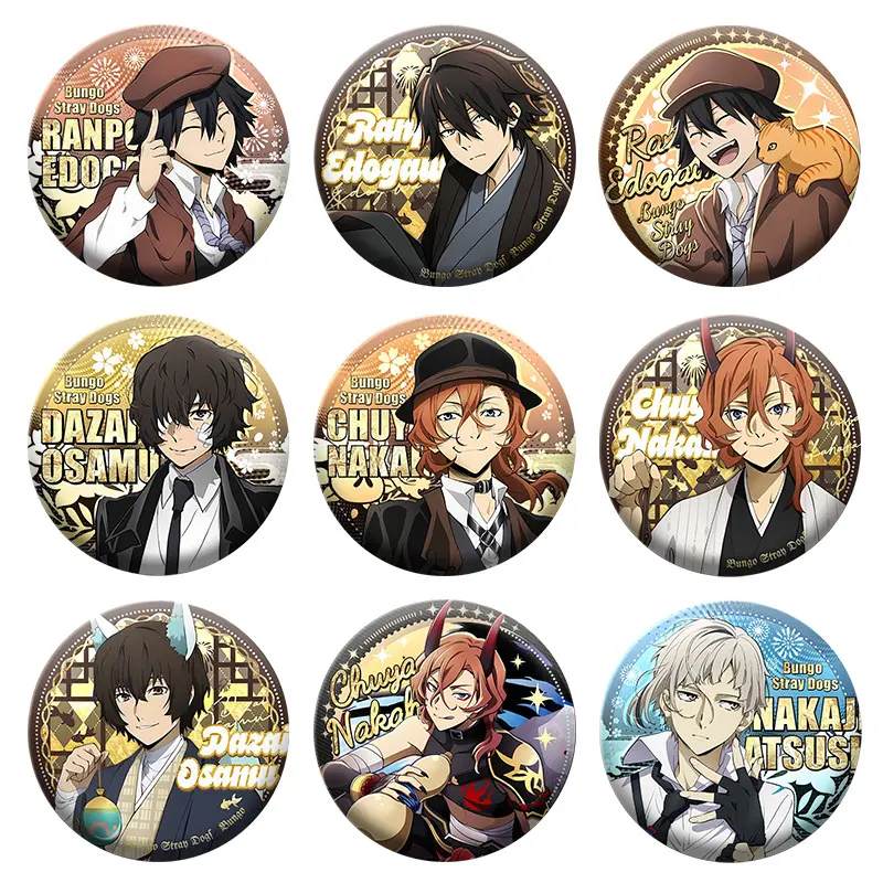 Mano Nogo Dazai Ji Edogawa Rambo Badge Nakajima Atsushi Badge Tanko Nakahara Nakaya Brooch