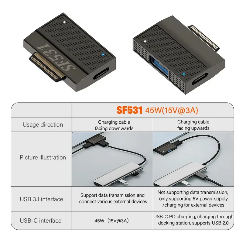 Microsoft Surface Magnetic Charger SF531/SF532 USB Type C PD 45W Adapter 40 Pin USB3.1 HUB 10Gbps Data Power Plug for Surface Pro X 8 7 6 5 4 3 Go Book Fast Charging 4