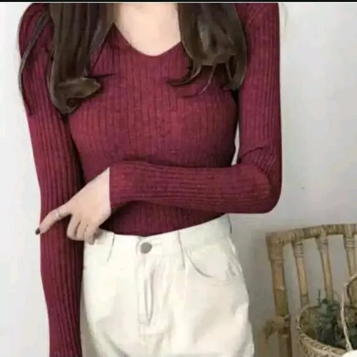( BISA COD ) 100k DAPAT 3PCS BAJU RAJUT KERAH V 6