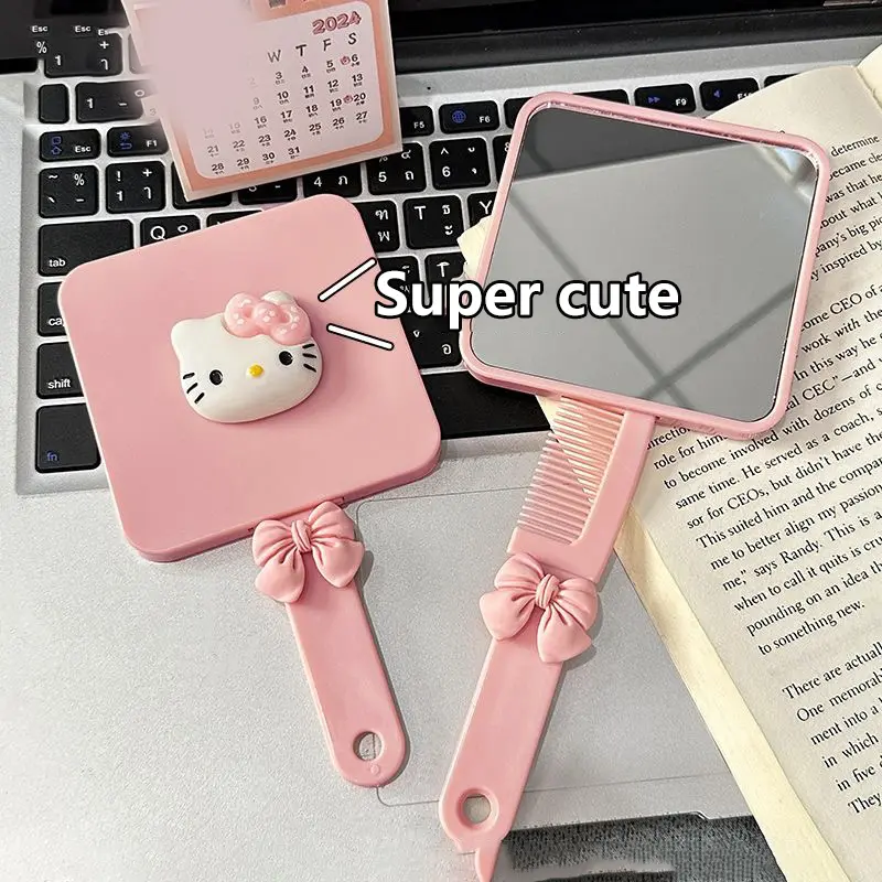 Lược Gương Sanrio, Cầm Tay, Thiết Kế Dễ Thương Hello Kitty, Phong Cách Kawaii, Lược Gương Cầm Tay, Được Chiết Xuất, Thích Hợp Đi Du Lịch, Cọ Chải Tóc, Dụng Cụ Mát Xa Và Tạo Kiểu