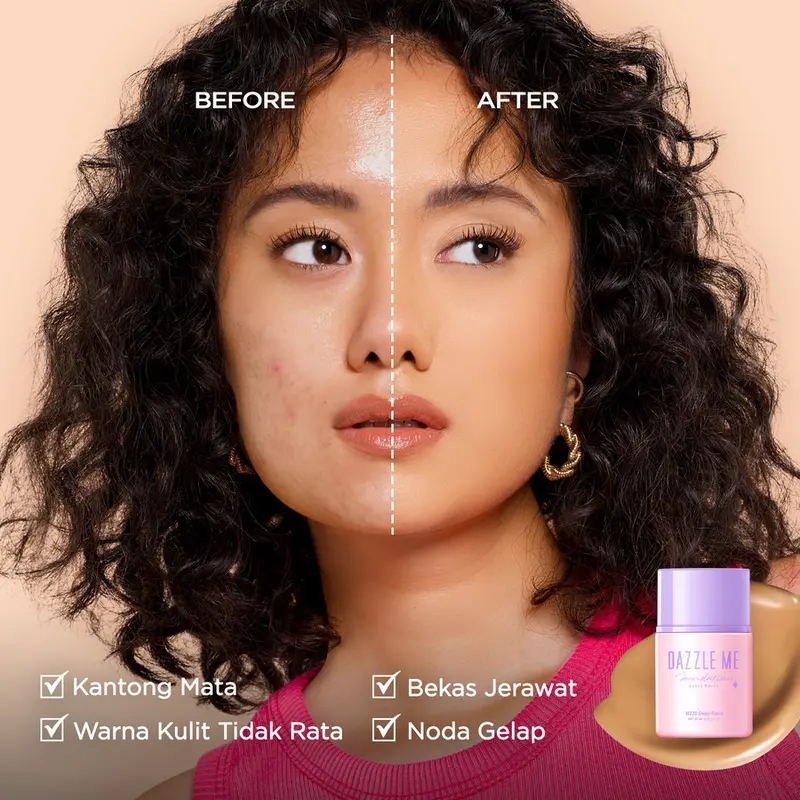 ￼DAZZLE ME Day by Day Foundation - Full Coverage Oil control Long Lasting Makeup SPF 25 PA+++ Wajah Concealer 2