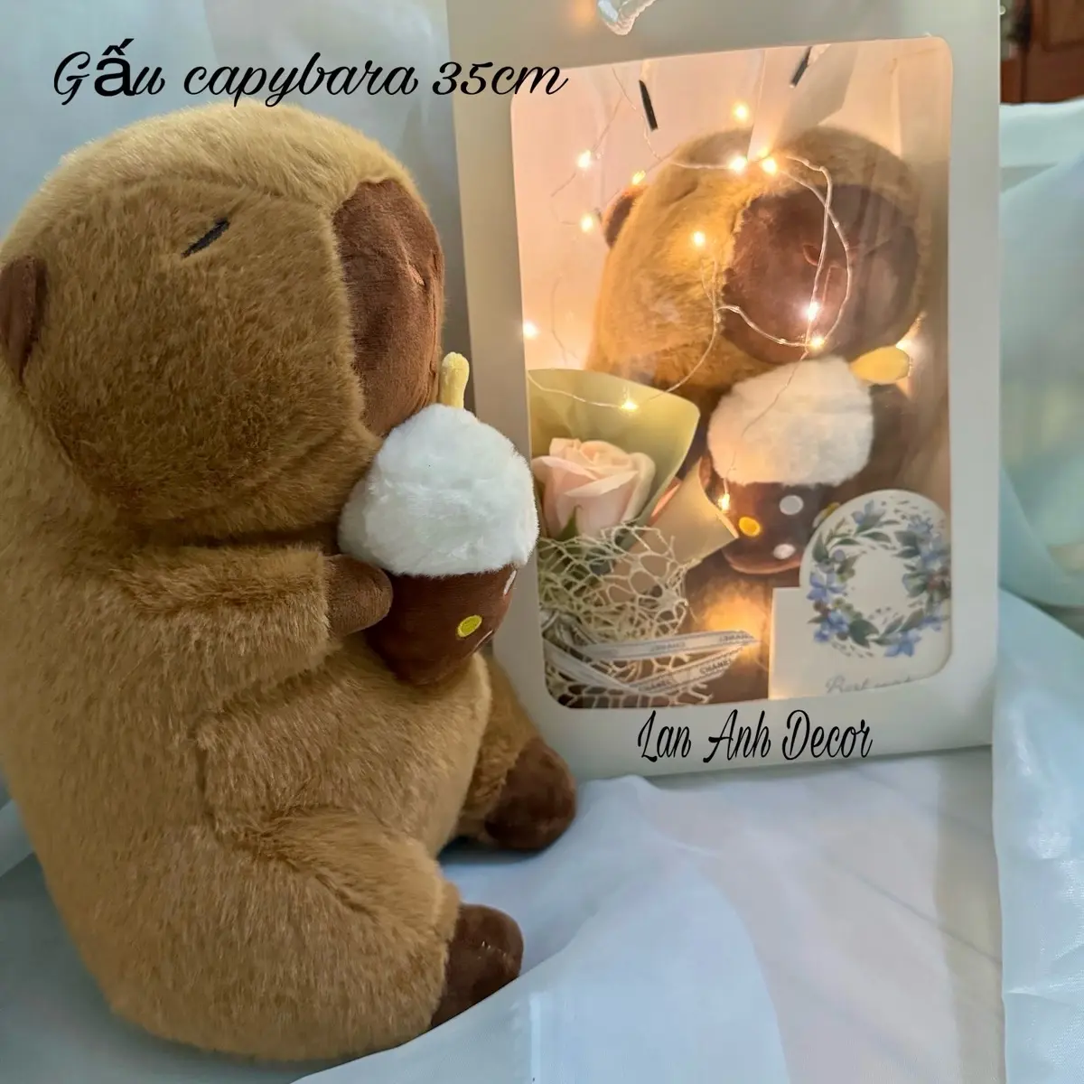 Set quà tặng gấu bông kèm hoa và đèn nháy, tặng người yêu, bạn thân, bé nhỏ nhân dịp lễ, tết, sinh nhật, trung thu,....