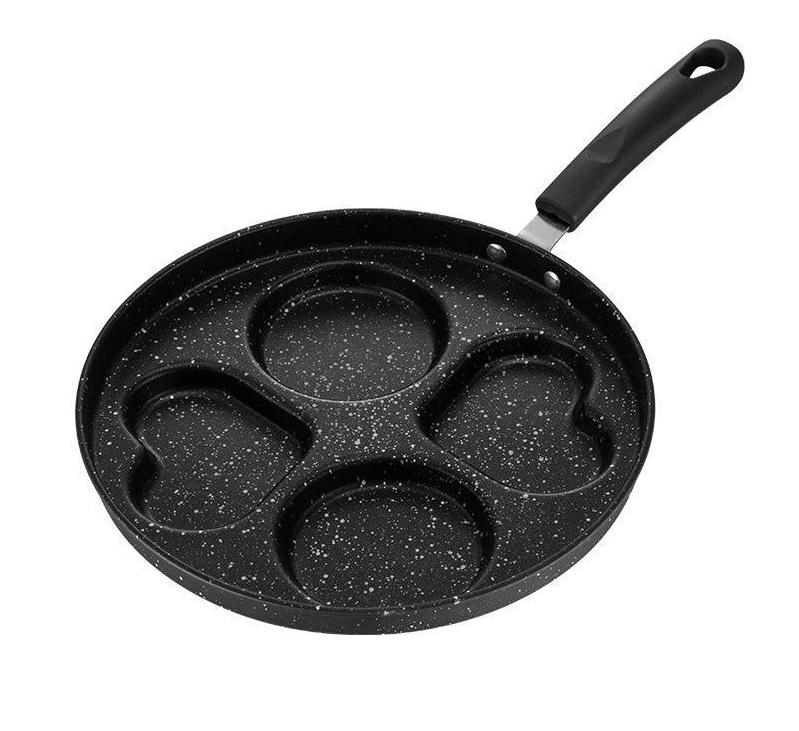   Dùng được với bếp từ  Chảo Chiên Rán Trứng Ốp La 24cm Chống Dính Vân Đá 4 Khuôn Có Hình Trái Tim 