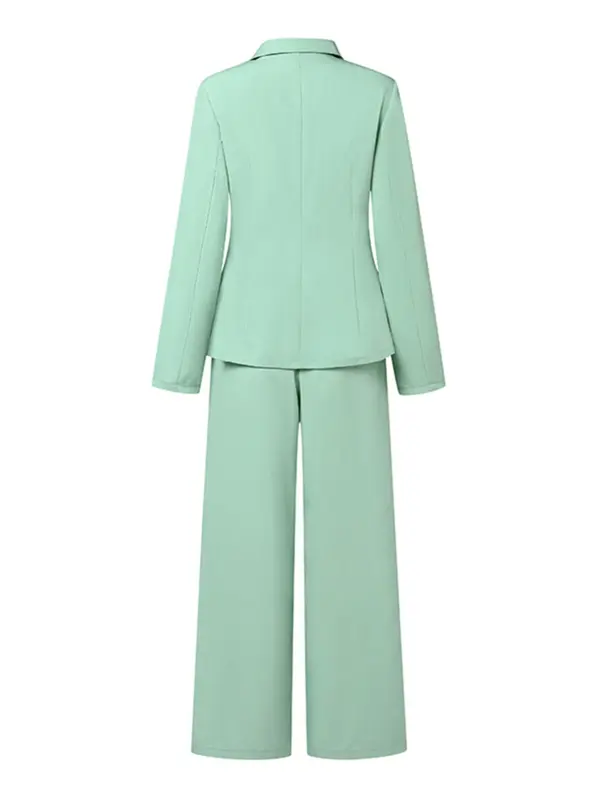 Women's Solid Tie Front Wrap Lapel Neck Blazer & Pants Set, Casual Chic Long Sleeve Outerwear & Wide Leg Trousers, Women's Fall & Winter Clothes for Work Office Business, Elegant Suits, Corporate Outfits Women, Womenswear 1