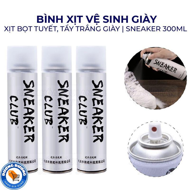 Chai Xịt Bọt Tuyết Giặt Khô Giày Sneaker Club - Bình Xịt Tẩy Trắng Vệ Sinh Giày Dép Sneaker 300ml Chuyên Dụng - Dung Dịch Vệ Sinh Giày Không Cần Nước