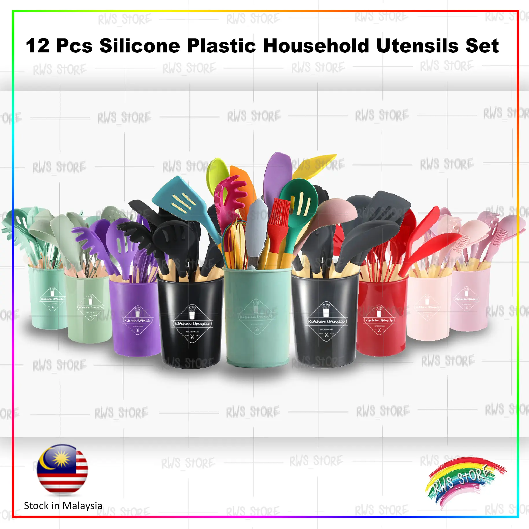 12pcs Silicone Plastic Utensils Cooking Set Household Kitchen Accessories Set