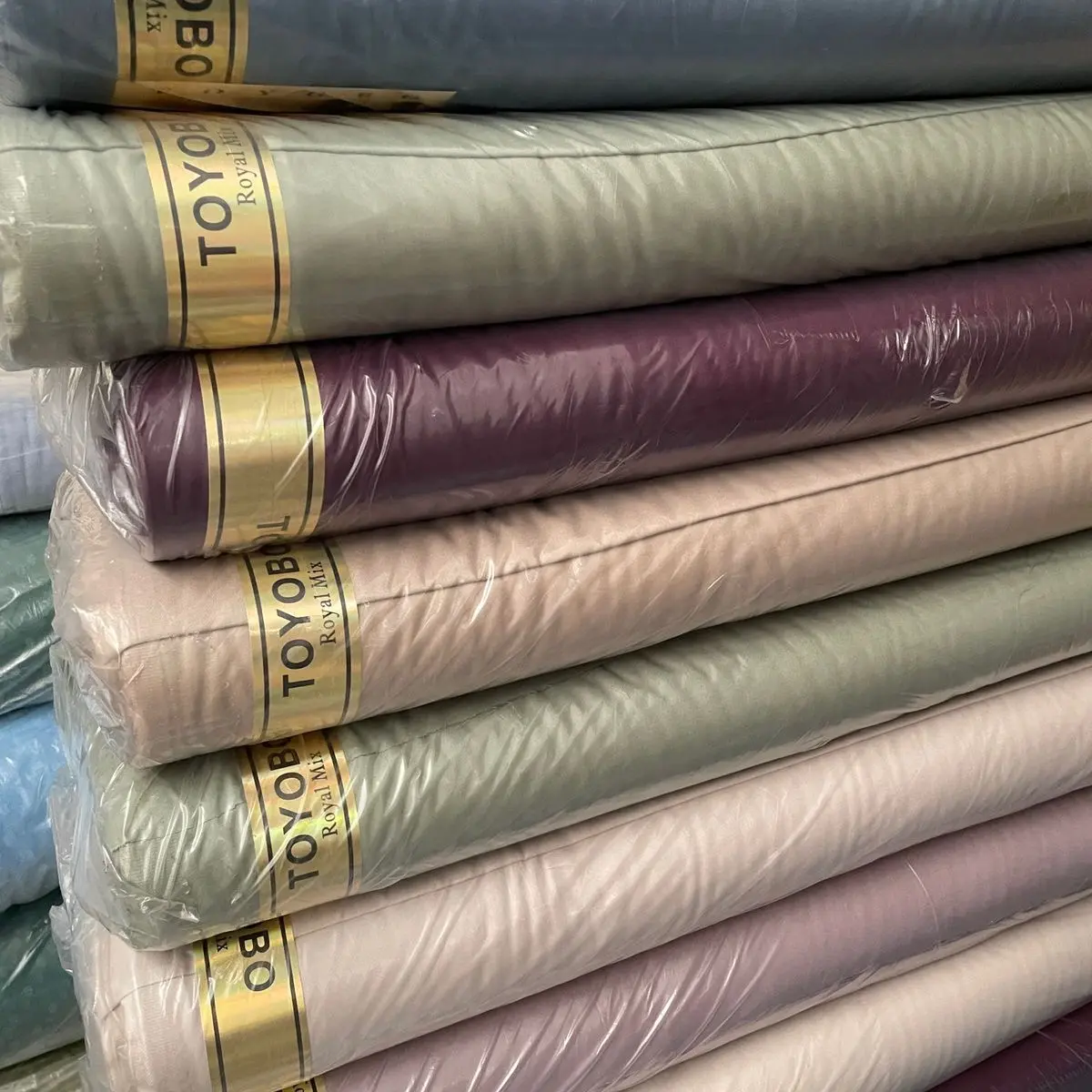 Bahan Kain Katun Toyobo Royal Mix RM Premium Original Per 1/2 Meteran Warna Hijau Sage Burgundy Denim Blue Coksu Latte