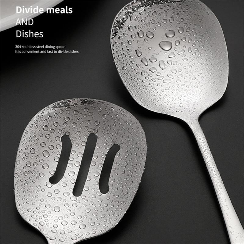 Product Introduction of Large Round Spoon 410 Stainless Steel Public Spoon Self-service Dish Spoon Hotel Restaurant Meal Spoon Rice Spoon Cutlery Tableware 19